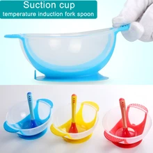 

Temperature Sensing Feeding Spoon Child Tableware Food Bowl Learning Dishes Service Plate/Tray Suction Cup Baby Dinnerware Set