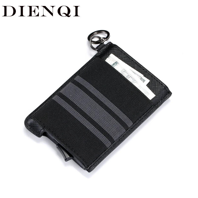 Мужская кожаная сумка для кредитных карт DIENQI металлическая антикарточная защита