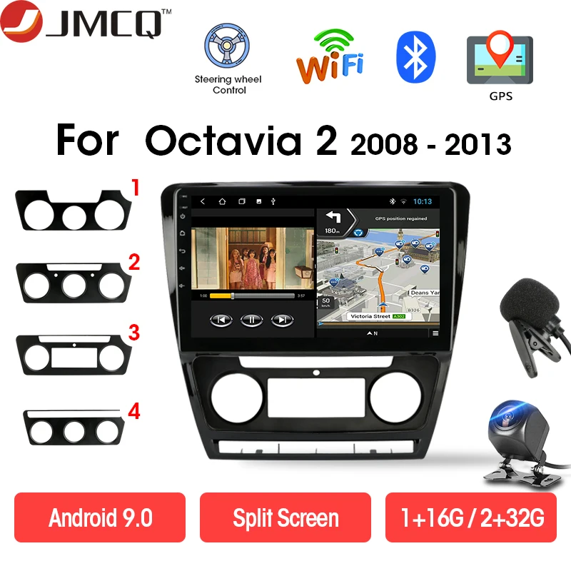 Фото JMCQ 2G+32G Android 9.0 DSP For SKODA Octavia 2 2008-2013 Car Radio Multimedia Video Player Navigation GPS RDS din Head Unit | Автомобили