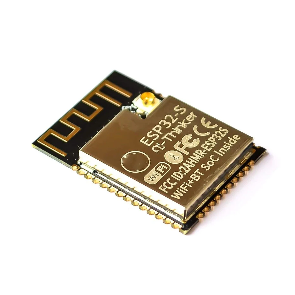 ESP32-S Wi-Fi Module Based on ESP32 with Built-in 32Mbit Flash Onboard PCB Antenna and Metal Shield Supports Wi-Fi Bluetooth 4.2
ESP32-S Wi-Fi Module Based on ESP32 with Built-in 32Mbit Flash Onboard PCB Antenna and Metal Shield Supports Wi-Fi Bluetooth 4.2