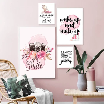 Flower Camera Fashion Poster Pink Makeup Shoes Prints Canvas Art Painting Wall Pictures Beauty Poster Girl Room Home Decoration
Flower Camera Fashion Poster Pink Makeup Shoes Prints Canvas Art Painting Wall Pictures Beauty Poster Girl Room Home Decoration