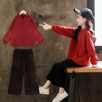Teenage Girls Clothing Autumn Children Sets Long sleeve Shirt and Wide leg pants Suit 2Pcs Kids Clothes Casual Tracksuit 
Teenage Girls Clothing Autumn Children Sets Long sleeve Shirt and Wide leg pants Suit 2Pcs Kids Clothes Casual Tracksuit