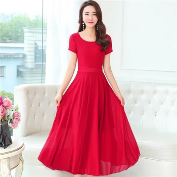 11 Solid Color Short Sleeve Big Swing Dress Summer Women Slim Waist Round Neck Party Elegant Clothes 
11 Solid Color Short Sleeve Big Swing Dress Summer Women Slim Waist Round Neck Party Elegant Clothes