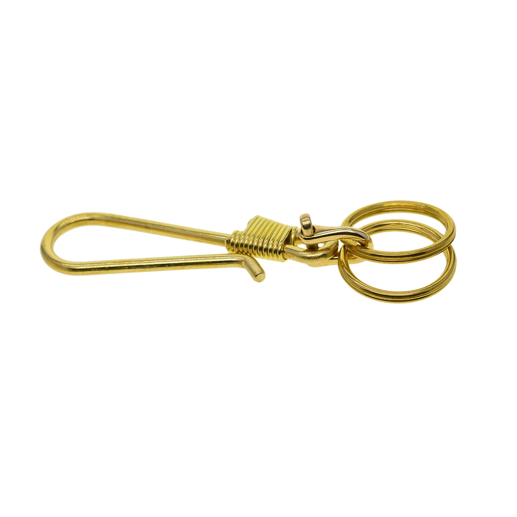 Heavy Duty Fish Hook Keychain Brass Clip-on Loop Key Chain Clasp with Ring Heavy Duty Fish Hook Keychain Brass Clip-on Loop Key Chain Clasp with Ring