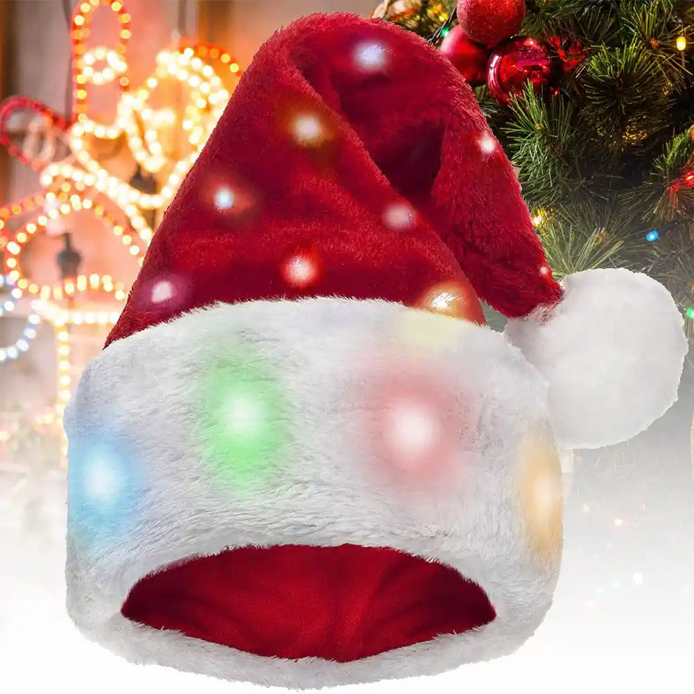new novelty funny led light soft plush christmas santa claus hat