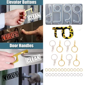 no touch keychain tool silicone mold keychain door opener epoxy resin molds with 20 keychain +20 jump ring
no touch keychain tool silicone mold keychain door opener epoxy resin molds with 20 keychain +20 jump ring