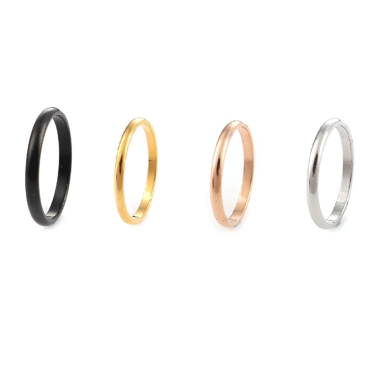 Фото Мужские и женские круглые кольца DoreenBeads из нержавеющей стали 316 3 цвета