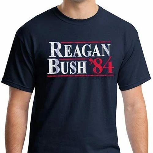 Рейган Буш 84 Ретро футболка Ronald George HW винтажные республиканские выборов 1984 |