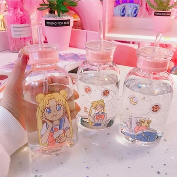 450ml/700ml Creative Cartoon Water Bottle With Straw Lid Kawaii Beautiful Girl Fashion Glass Portable Water Cup With Storage Bag
450ml/700ml Creative Cartoon Water Bottle With Straw Lid Kawaii Beautiful Girl Fashion Glass Portable Water Cup With Storage Bag
