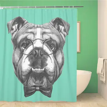 Bathroom Shower Curtain Animal Portrait of English Bulldog Glasses and Bow Tie Polyester Fabric Waterproof Bath Curtain Set
Bathroom Shower Curtain Animal Portrait of English Bulldog Glasses and Bow Tie Polyester Fabric Waterproof Bath Curtain Set