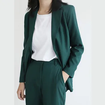 Vintage Green Women Blazer Suits Long Sleeve One Button Blazer Pants Suit Office Ladies 2 Piece Blazer Sets Femme 2020
Vintage Green Women Blazer Suits Long Sleeve One Button Blazer Pants Suit Office Ladies 2 Piece Blazer Sets Femme 2020