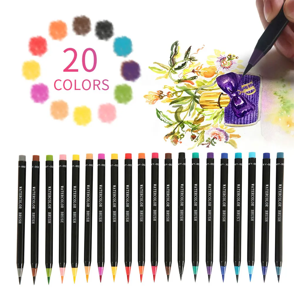 20Pcs Water Color Marker Pens Premium Painting Soft Brush Set Art Oil Effect Coloring Books Manga Comic Calligraphy Kit for Gift
20Pcs Water Color Marker Pens Premium Painting Soft Brush Set Art Oil Effect Coloring Books Manga Comic Calligraphy Kit for Gift