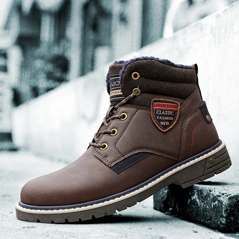 Classic Male Boots Anti-Skidding Leather High Quality Men Shoes Popular Comfy Autumn Winter Short Plush Snow Durable Outsole 
Classic Male Boots Anti-Skidding Leather High Quality Men Shoes Popular Comfy Autumn Winter Short Plush Snow Durable Outsole