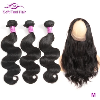 Soft Feel Hair 360 Lace Frontal With Bundle Brazilian Body Wave Human Hair 3 Bundles With 360 Frontal Closure Remy Hair 4Pcs/Lot 
Soft Feel Hair 360 Lace Frontal With Bundle Brazilian Body Wave Human Hair 3 Bundles With 360 Frontal Closure Remy Hair 4Pcs/Lot