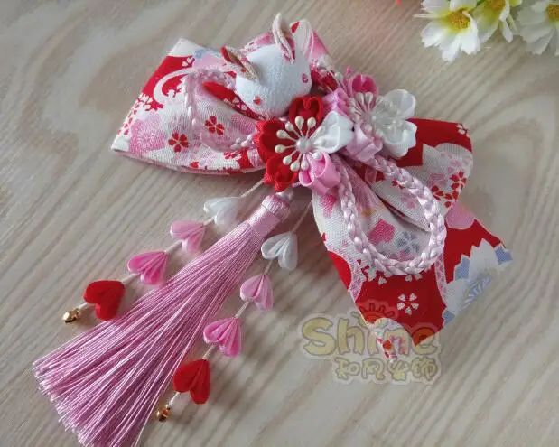 

New Kimono Lolita Hairpin Woman Sakura Hair Bow Accessories Bathrobe Headdress Beautiful Hand-made Headwear