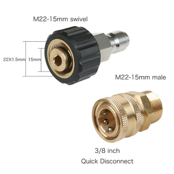 Kit Pressure Washer Adapter M22 15mm 5000 PSI Couplers Connector Swivel
Kit Pressure Washer Adapter M22 15mm 5000 PSI Couplers Connector Swivel