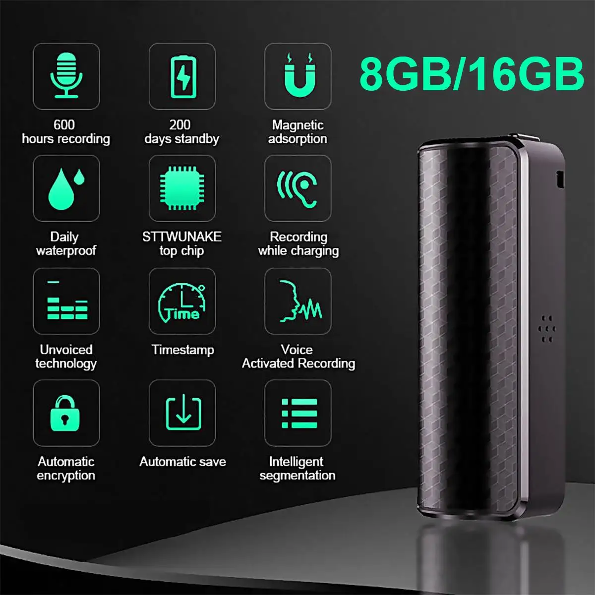 8/16GB Waterproof Super Long Standby Time Recording Pen Digital Voice Recorder Professional Mini Noise Reduction Wall Listener
8/16GB Waterproof Super Long Standby Time Recording Pen Digital Voice Recorder Professional Mini Noise Reduction Wall Listener