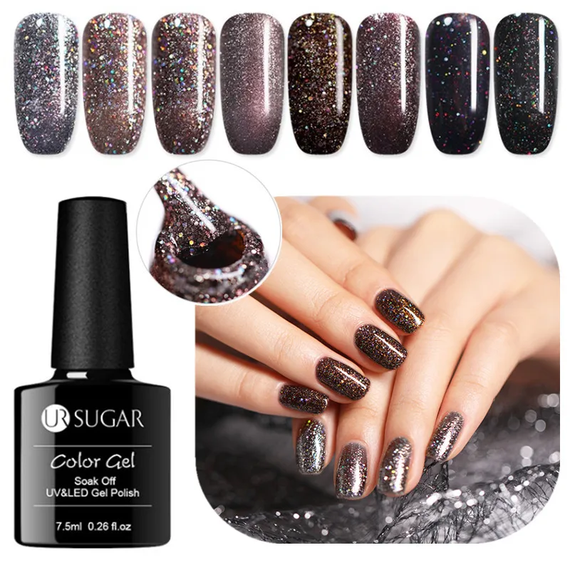 UR SUGAR 7.5ml Holographic Glitter Nail Gel Polish Dark Brown Color Sequins Long LastingSoak off UV LED Gel Nail Art Lacquer
UR SUGAR 7.5ml Holographic Glitter Nail Gel Polish Dark Brown Color Sequins Long LastingSoak off UV LED Gel Nail Art Lacquer
