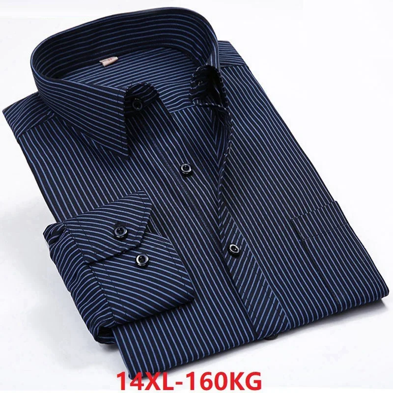 autumn men large size shirts oversize striped long sleeve 8XL 9XL 10XL father casual shirt cotton blue blouse 130KG 140KG 150KG 
autumn men large size shirts oversize striped long sleeve 8XL 9XL 10XL father casual shirt cotton blue blouse 130KG 140KG 150KG