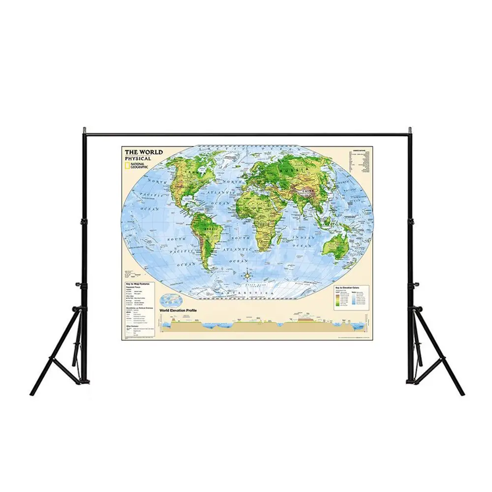 150x225cm The World Physical Map Elevation Profile with The Key To Map Feature For Beginner of Geological Research
150x225cm The World Physical Map Elevation Profile with The Key To Map Feature For Beginner of Geological Research