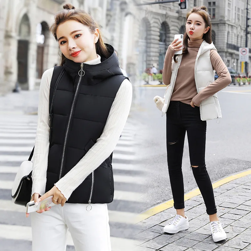 Hooded Short Cotton Vest Women's 2019 Autumn And Winter New Versatile Casual Vest Waistcoat Zipper Cotton Coat Students Cotton V
Hooded Short Cotton Vest Women's 2019 Autumn And Winter New Versatile Casual Vest Waistcoat Zipper Cotton Coat Students Cotton V