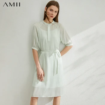 AMII Minimalism Spring Summer Thin Stripe Women Dress Causal Half-sleeves Belt Knee-length Dress 12040205
AMII Minimalism Spring Summer Thin Stripe Women Dress Causal Half-sleeves Belt Knee-length Dress 12040205