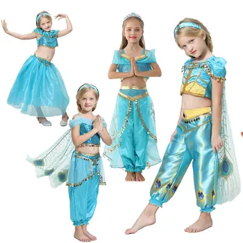 

Aladdin Jasmine Princess Dress For Teen Girl Cosplay Costume Halloween Child Up Party Disguise Ceremony Kid Boutique Elza 8 10T