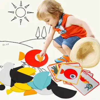 

1 Set Funny Animal Puzzles Colorful Wood Educational Jigsaw Preschool Toys for Toddlers safe for kids to use kids learn shapes