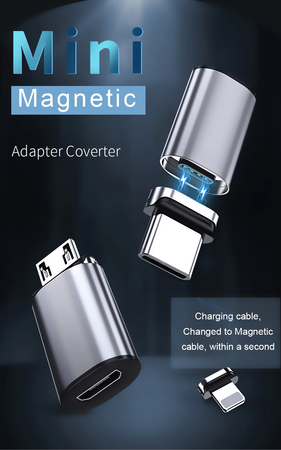 Generic Mirco USB To 3 Plug Connector Micro To C Type Data Adapter For IPhone Android