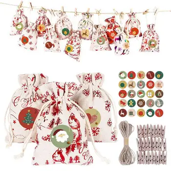 24PCS Countdown Christmas Advent Calendar Bags Durable Reusable Linen Pocket Advent Calendar Bags Christmas Tree Ornaments
24PCS Countdown Christmas Advent Calendar Bags Durable Reusable Linen Pocket Advent Calendar Bags Christmas Tree Ornaments