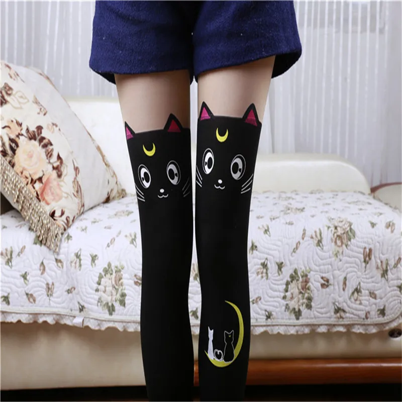 1 пара лидер продаж аниме Сейлор Мун косплей костюм женские носки Luna Cat колготки