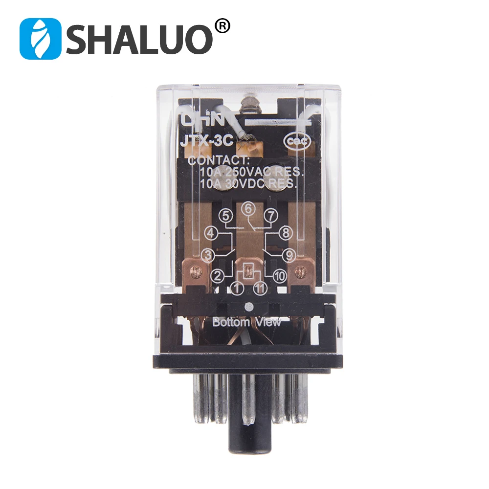 

JTX-3C CHNT Relay 11 Pin 10A Coil Voltage DC12V DC24V DC220V AC380V AC220V General Purpose Mini Relay Module Generator Parts