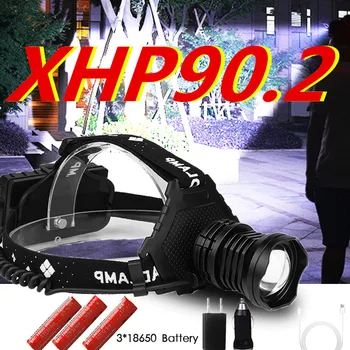 2020 Super Bright XHP90.2 USB Rechargeable Led Headlamp Most Powerfull Headlight Fishing Camping ZOOM Torch by 3*18650 battery
2020 Super Bright XHP90.2 USB Rechargeable Led Headlamp Most Powerfull Headlight Fishing Camping ZOOM Torch by 3*18650 battery