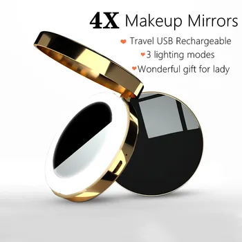 4X Makeup Mirror with LED Light Pocket Mirror USB Mini Makeup Mirrors Magnifying Mirror Travel Cable-battery Vanity Mirror
4X Makeup Mirror with LED Light Pocket Mirror USB Mini Makeup Mirrors Magnifying Mirror Travel Cable-battery Vanity Mirror