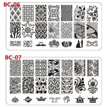 

1Pcs New BC Series 12x6cm Stamping Nail Art Plates Sexy Lace DIY Design Tip Nail Art Templates Manicure Styling Tools JIBC-01-20