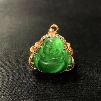 GZJY Fashion Necklace Pendant Smile Buddha Green Opal Cat's eye Stone CZ Champagne Gold Color Pendant For Women Jewelry Gift 
GZJY Fashion Necklace Pendant Smile Buddha Green Opal Cat's eye Stone CZ Champagne Gold Color Pendant For Women Jewelry Gift