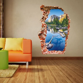 Breaken 3D Colorful Wall stickers Pond Home Decor Living Room Mountain Landscape Background Broken Hole Door Sticker 
Breaken 3D Colorful Wall stickers Pond Home Decor Living Room Mountain Landscape Background Broken Hole Door Sticker