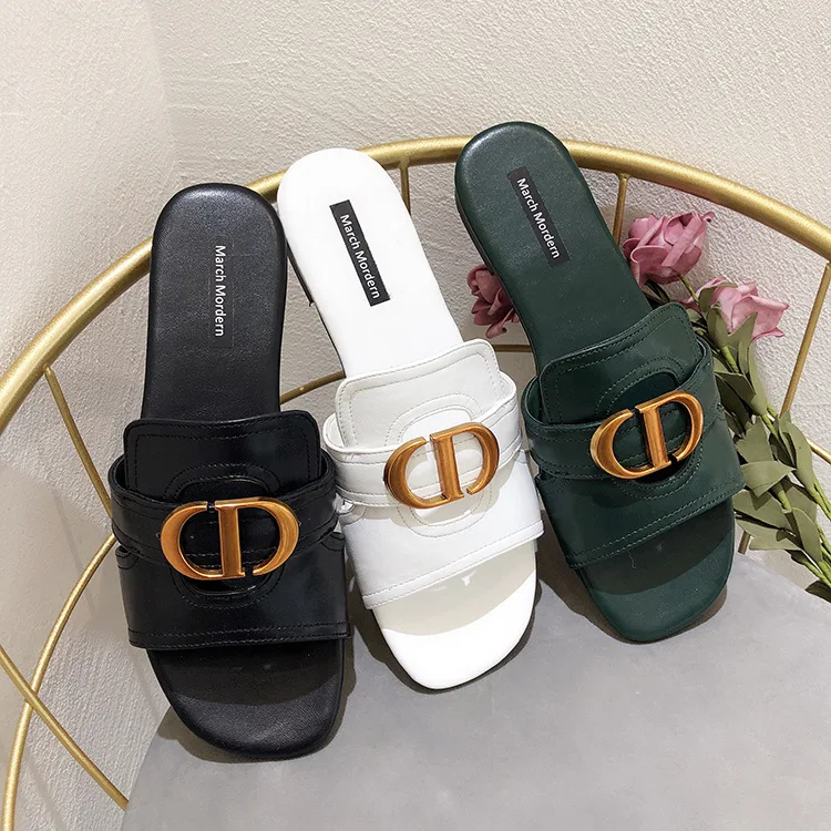 Slipper Flat Sandals Women's Spring And Summer New Style A- line with Metal Solid Color Square Head Versatile Korean-style WOMEN
Slipper Flat Sandals Women's Spring And Summer New Style A- line with Metal Solid Color Square Head Versatile Korean-style WOMEN