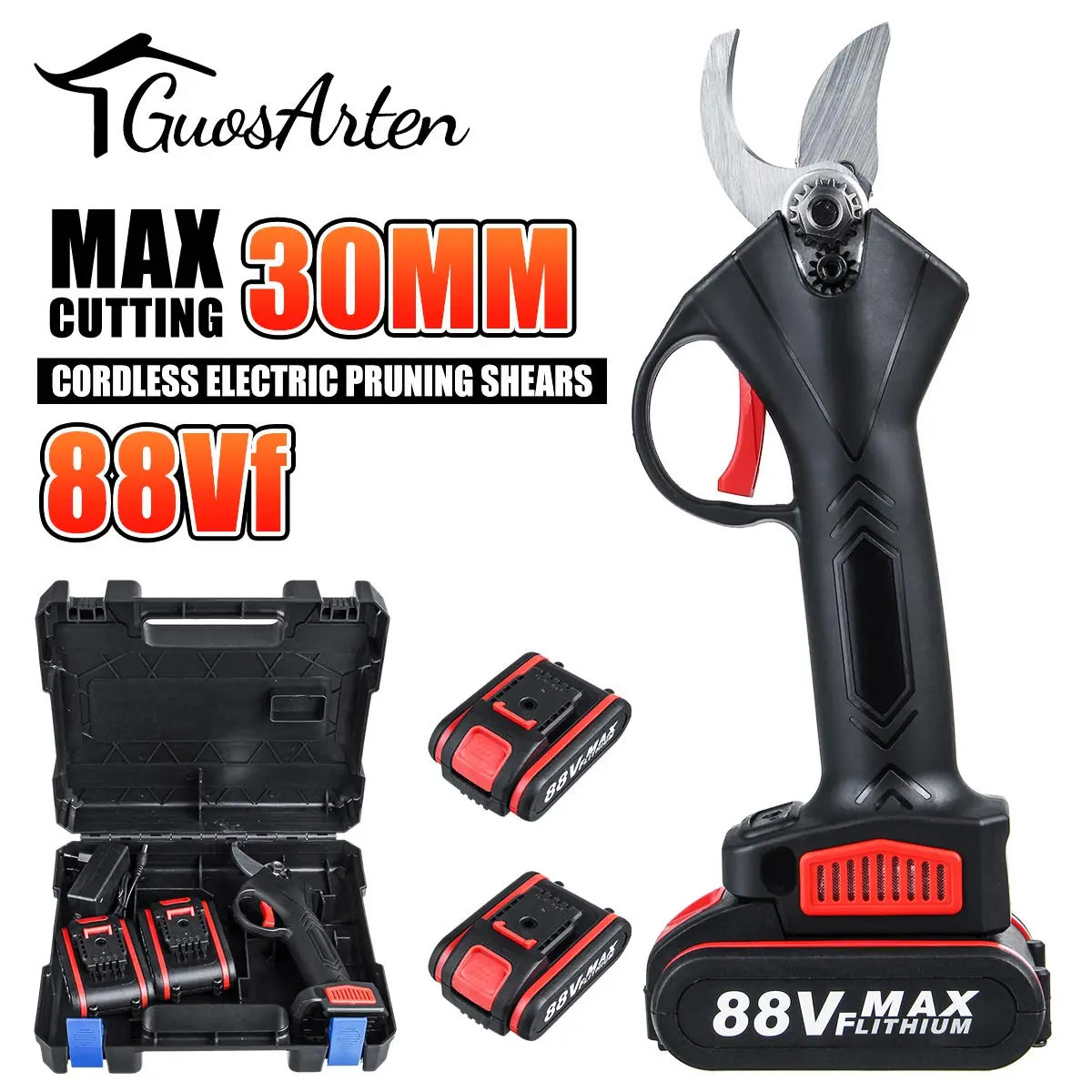 88VF Cordless Electric Pruning Shears Secateur Pruner Tree Bonsai Cutter Lithium-Ion Branches Scissor Garden Tool with Box
88VF Cordless Electric Pruning Shears Secateur Pruner Tree Bonsai Cutter Lithium-Ion Branches Scissor Garden Tool with Box