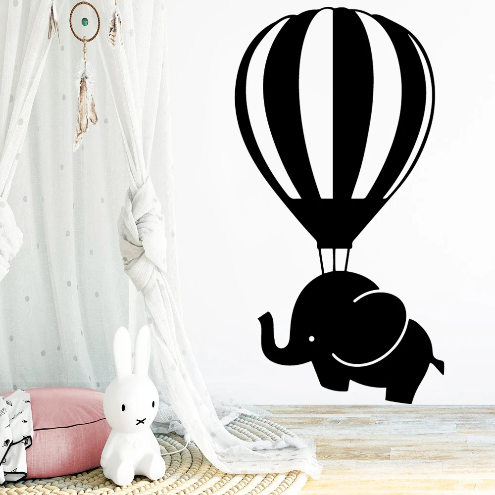 Colorful elephant hot air balloon Wall Sticker Home Decoration For Kids Rooms Decor Vinyl Art Decal School Bedroom Mural | Дом и сад