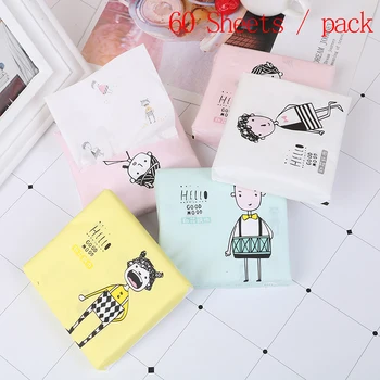 

60Pcs/Pack 3 Ply Disposable Facial Paper Tissues Portable Colorful Cartoon Printing Napkins Thickened Cute Sanitary Paper Random
