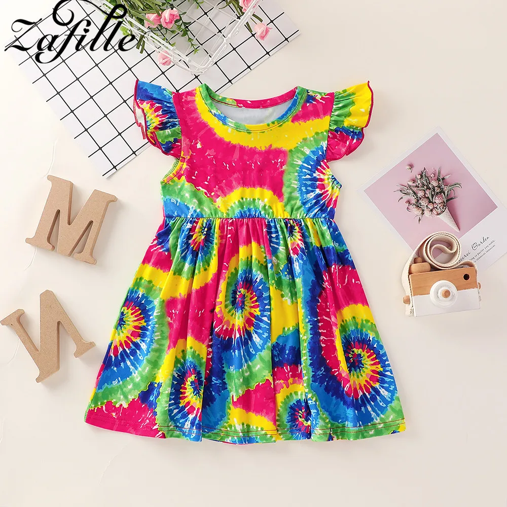 ZAFILLE Baby Girl Dress Flutter Sleeve Tie-Dyed Rainbow Knee-Length A-Line Dress For Toddler Girl Kids Summer Dress Baby Clothes
ZAFILLE Baby Girl Dress Flutter Sleeve Tie-Dyed Rainbow Knee-Length A-Line Dress For Toddler Girl Kids Summer Dress Baby Clothes