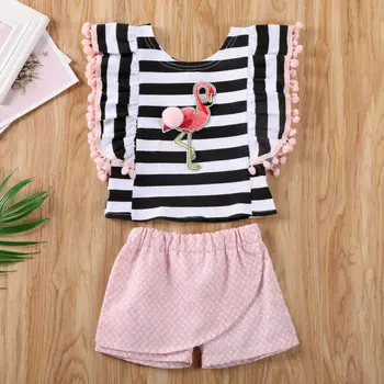 US Summer Baby Kids Girl Flamingo Print Stripe Tops+Shorts Pants Outfit Clothes 
US Summer Baby Kids Girl Flamingo Print Stripe Tops+Shorts Pants Outfit Clothes