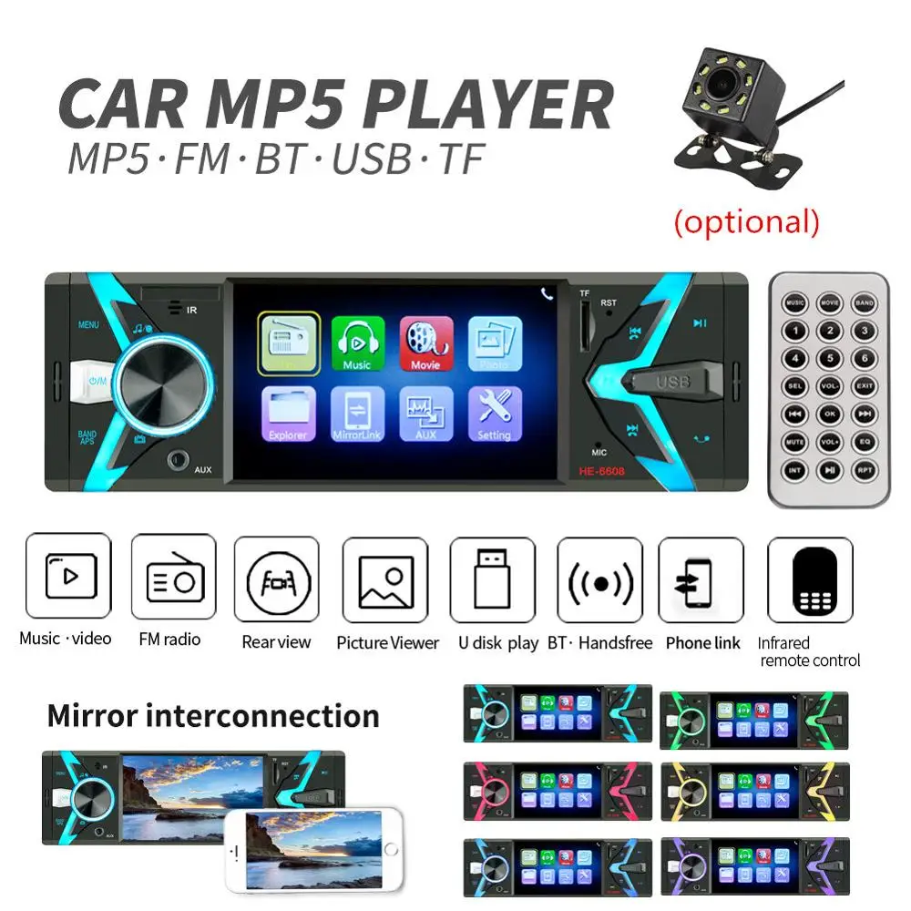 Autoradio 1din Car Radio 4.1" HD TFT Screen Multimedia Player 1DIN Auto audio Car Stereo MP5 Bluetooth USB TF FM Camera
Autoradio 1din Car Radio 4.1" HD TFT Screen Multimedia Player 1DIN Auto audio Car Stereo MP5 Bluetooth USB TF FM Camera