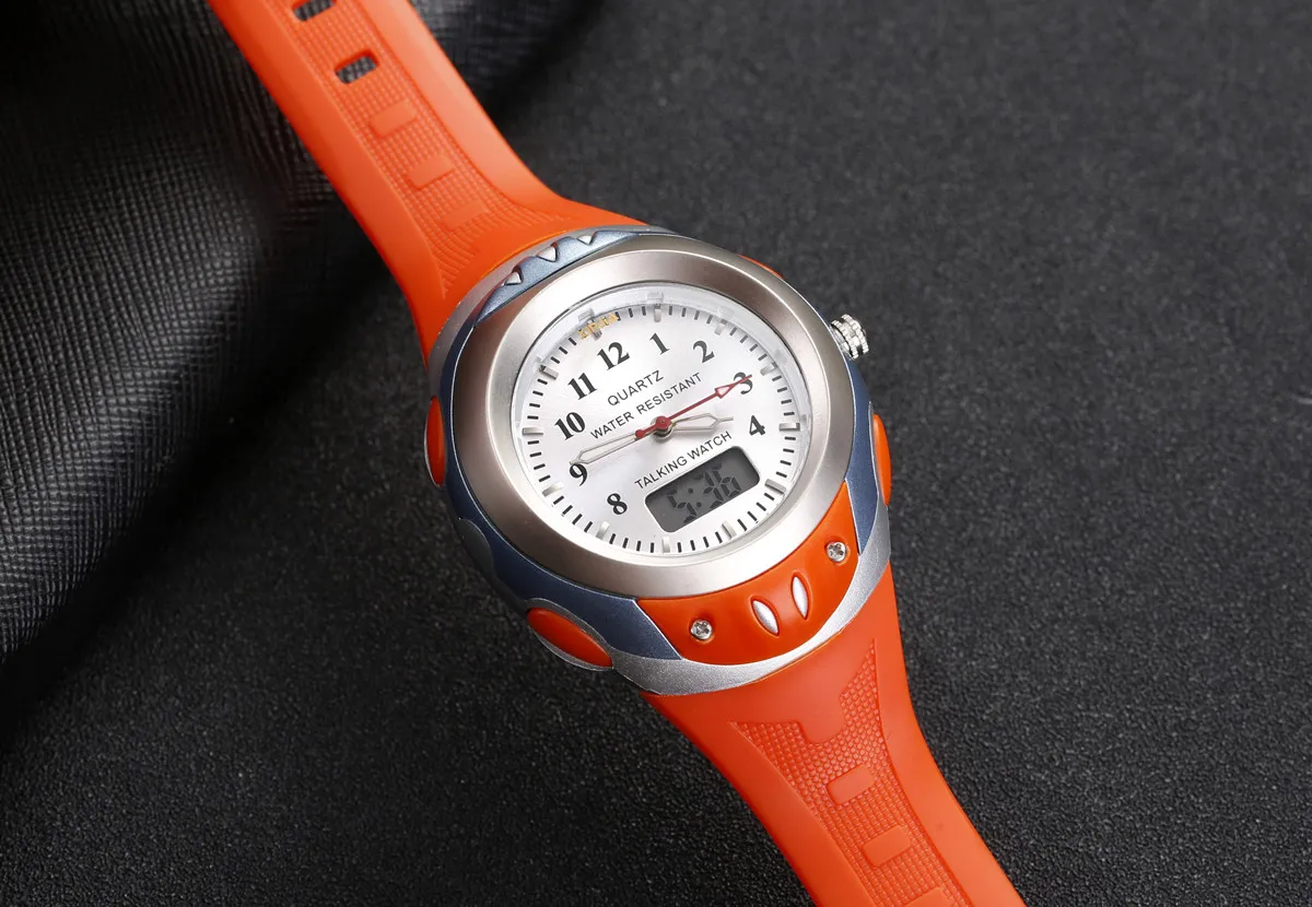 Fashion Italian ogDial Dual Display Talking Wrist Watch w/Alarm for