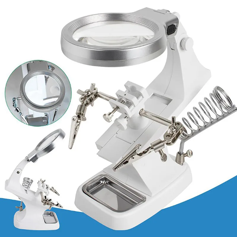Desktop Magnifier Welding Magnifying Glass with 10 LED Light 3X 4.5X lens Auxiliary Clip Loupe Third Hand Soldering Repair Tool
Desktop Magnifier Welding Magnifying Glass with 10 LED Light 3X 4.5X lens Auxiliary Clip Loupe Third Hand Soldering Repair Tool