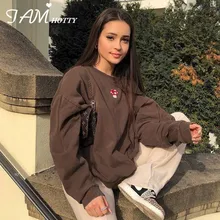Fashion Brown Embroidery Hoodies Women Harajuku Kawaii Cartoon Casual Loose Soft Cotton Sweatshirt Aesthetic Top Iamhotty
Fashion Brown Embroidery Hoodies Women Harajuku Kawaii Cartoon Casual Loose Soft Cotton Sweatshirt Aesthetic Top Iamhotty