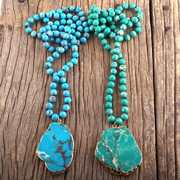 RH Fashion Boho Jewelry Blue Green Stone Long Knotted Stone Pendant Necklaces Women Necklace Gift Dropship
RH Fashion Boho Jewelry Blue Green Stone Long Knotted Stone Pendant Necklaces Women Necklace Gift Dropship