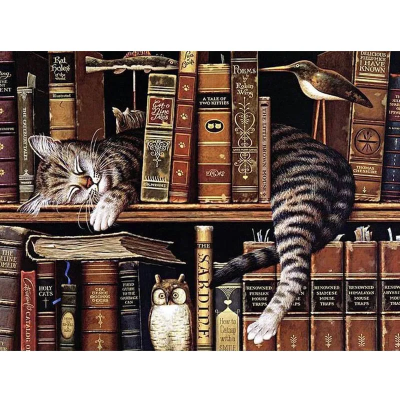 Diamond Embroidery Cartoon Round Drill Diamond Painting Rhinestones Mosaic Cat Sleeping Bookshelf Needlework Home Decoration
Diamond Embroidery Cartoon Round Drill Diamond Painting Rhinestones Mosaic Cat Sleeping Bookshelf Needlework Home Decoration