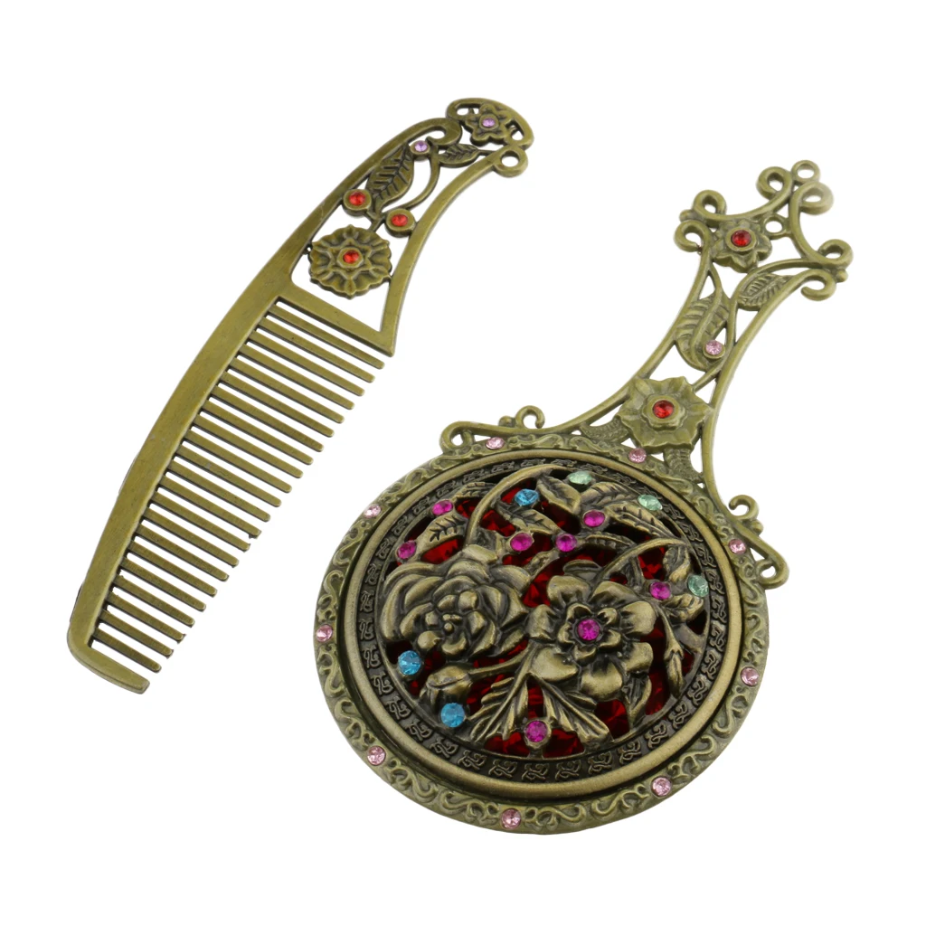 Antique Rhinestone Plated Hollow Makeup Hand Mirror Comb Set Round Silver Handheld Makeup Mirror Antique Hand Mirror Antique Rhinestone Plated Hollow Makeup Hand Mirror Comb Set Round Silver Handheld Makeup Mirror Antique Hand Mirror